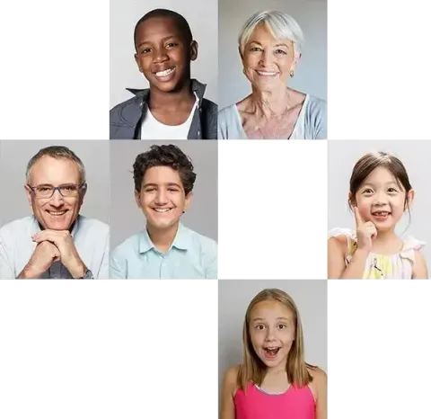 Photo collage of dental patients